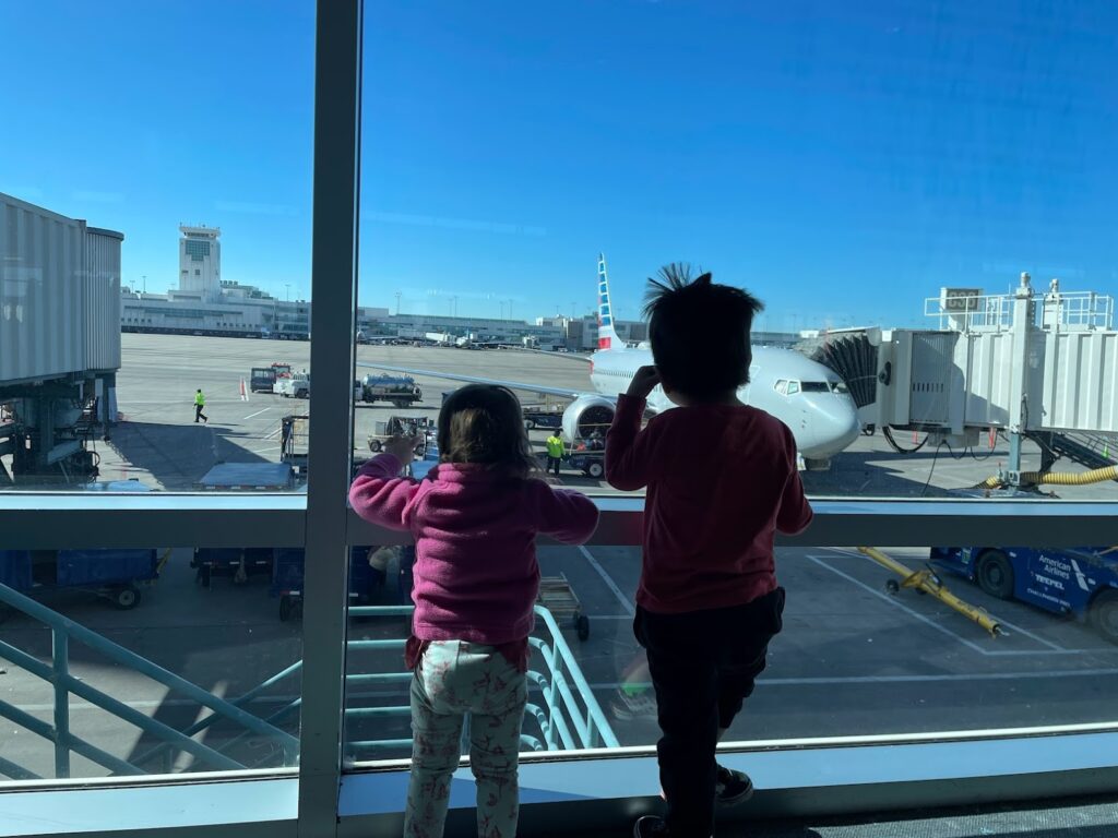 Airplane views are always a win with toddlers! 