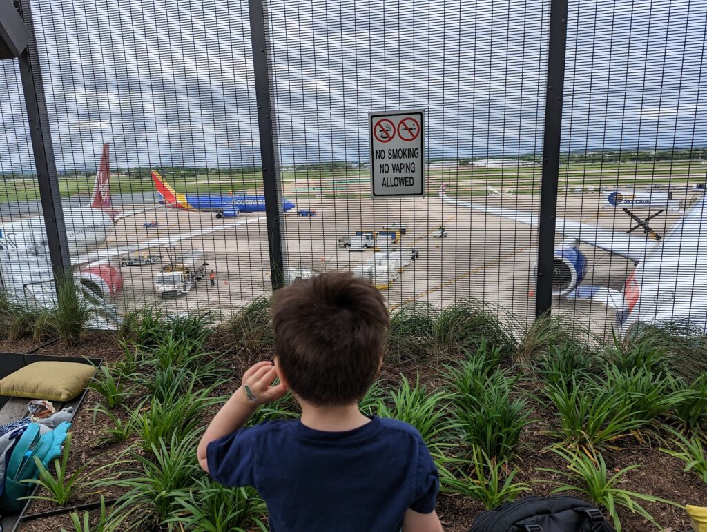 Airplane views at the airport with toddlers is always a win in this household