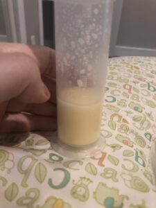 Milk pumped at home for triple feeding - i continued our breastfeeding at the hospital plan while at home and created an uncomfortable oversupply