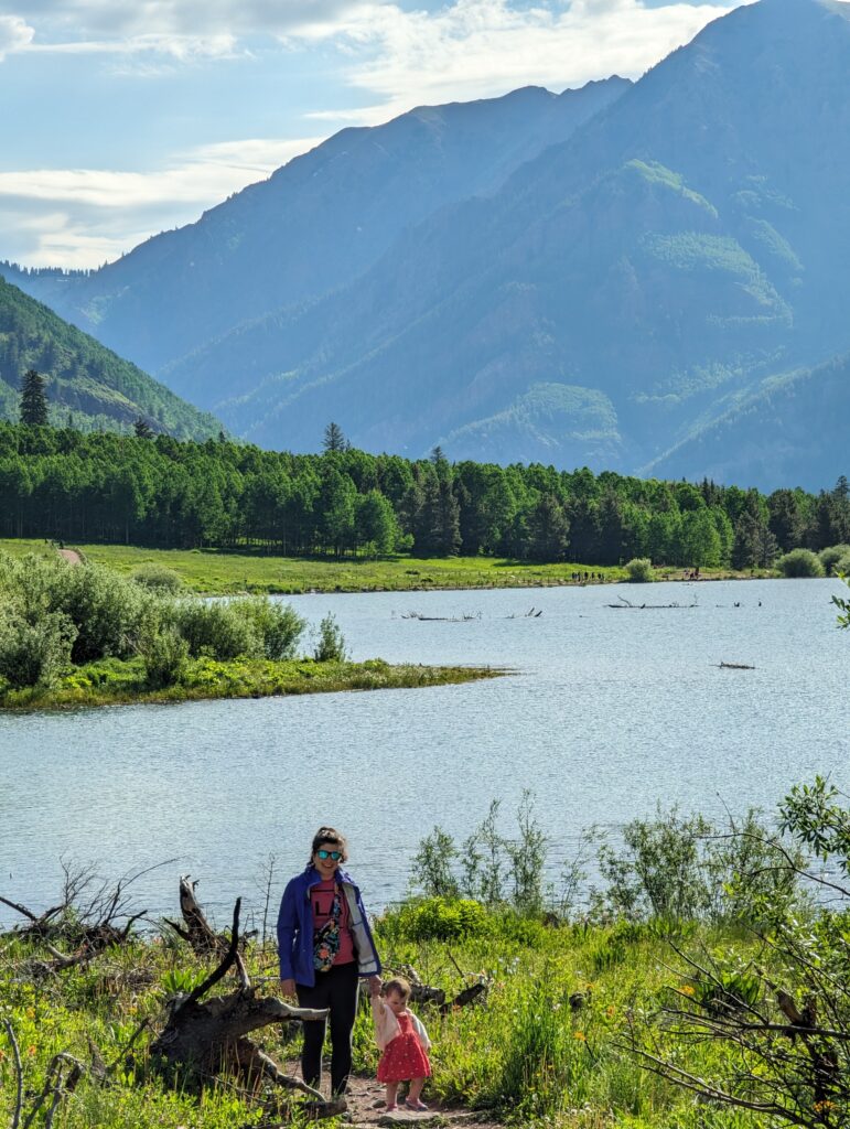 1 year old hiking maroon bells